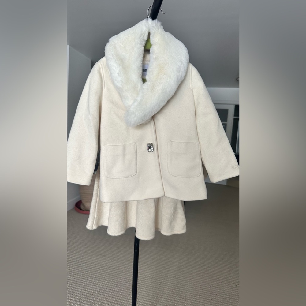 Moschino Ivory Faux Fur Collar Coat - Picture 7 of 12